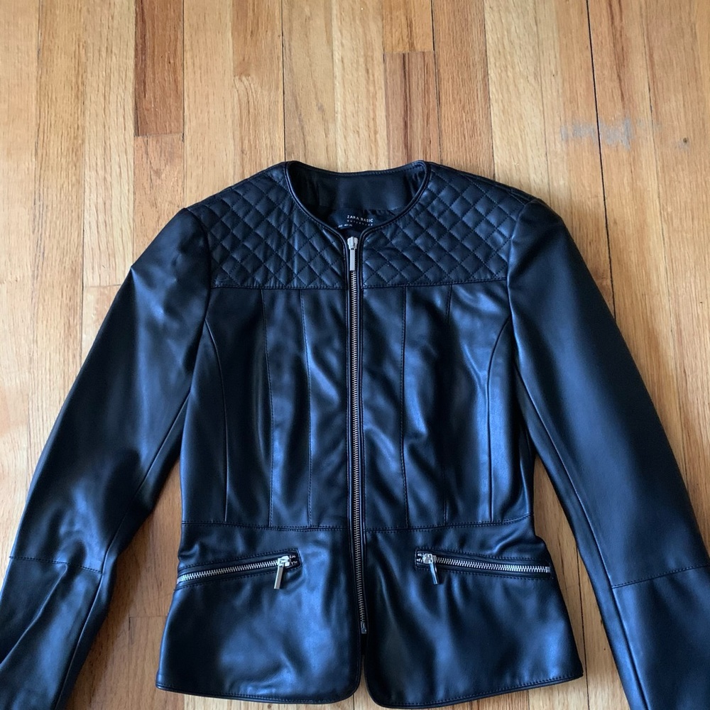 Zara faux leather fitted jacket